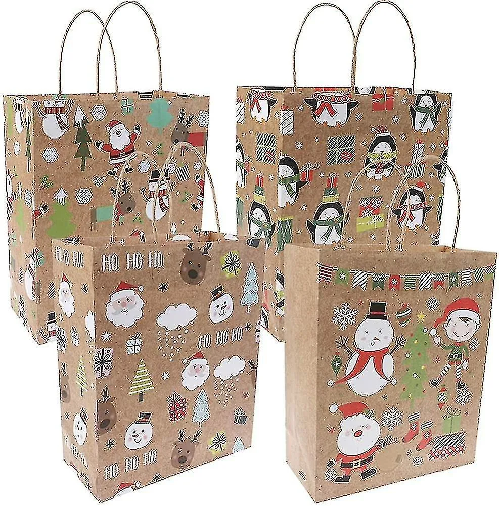 12 piezas Bolsas de Navidad Bolsas de regalo Kraft Bolsas de fiesta Bolsas de Navidad Bolsas de Navidad