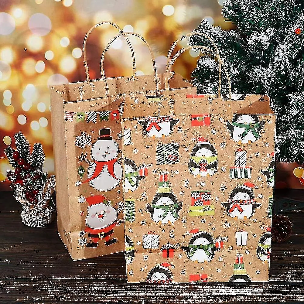 12 piezas Bolsas de Navidad Bolsas de regalo Kraft Bolsas de fiesta Bolsas de Navidad Bolsas de Navidad