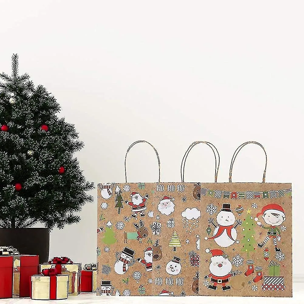 12 piezas Bolsas de Navidad Bolsas de regalo Kraft Bolsas de fiesta Bolsas de Navidad Bolsas de Navidad