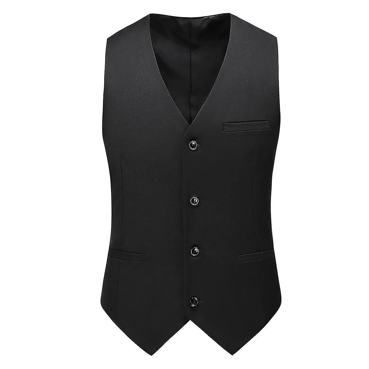 Allthemen Mens V-Neck Suit Vest Solid Color Wedding Business Vest Waistcoat