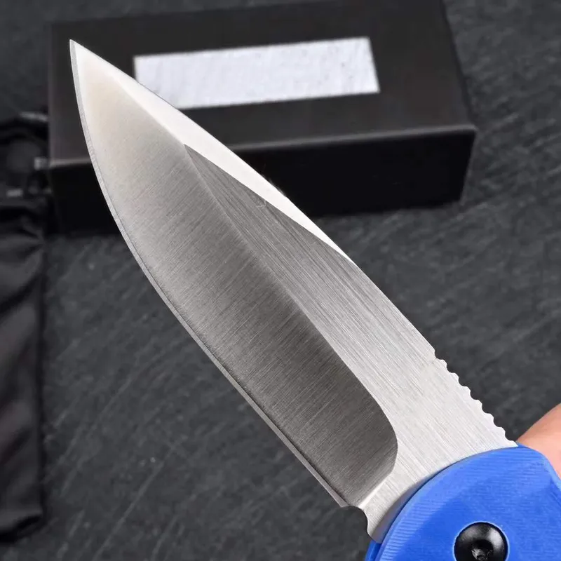 Black/Blue BM 4300 CLA CLA ASISTENTE COSTINO DE CLA 3.4 "Cuchillo táctico liso de lavado de piedra G10 maneja al aire libre