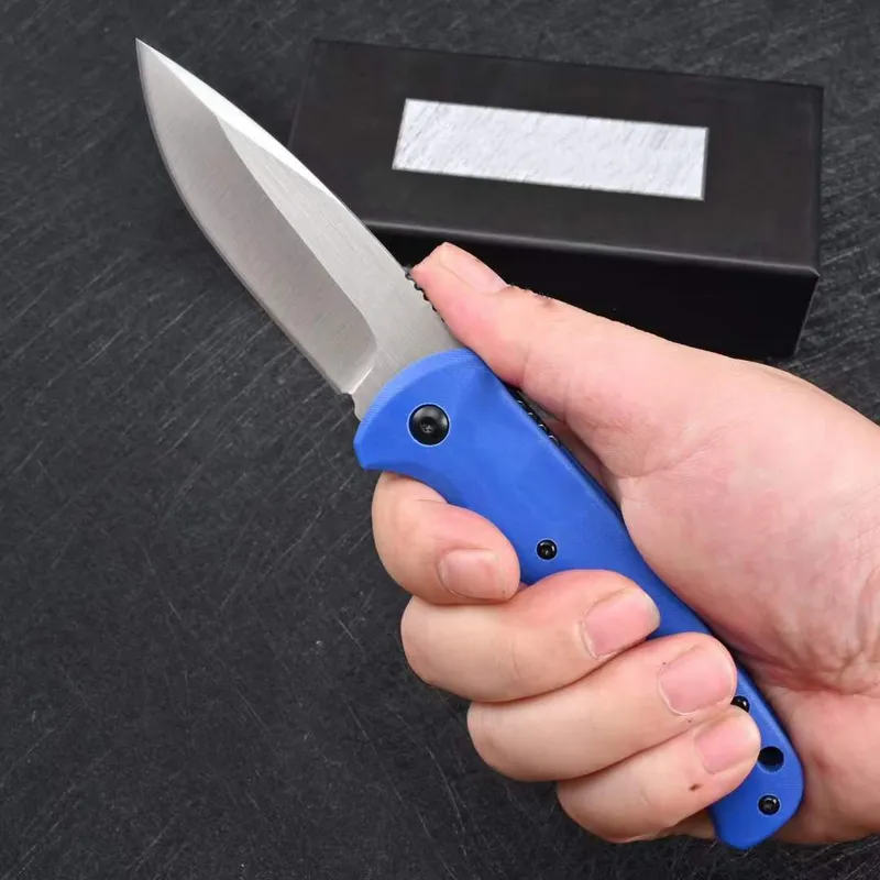 Black/Blue BM 4300 CLA CLA ASISTENTE COSTINO DE CLA 3.4 "Cuchillo táctico liso de lavado de piedra G10 maneja al aire libre