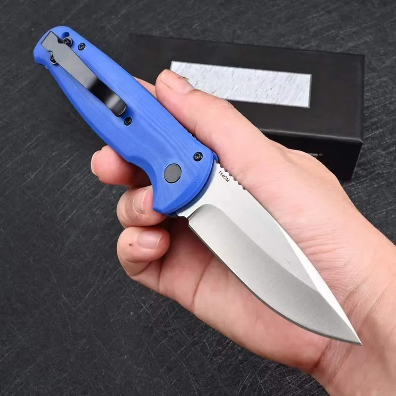 Black/Blue BM 4300 CLA CLA ASISTENTE COSTINO DE CLA 3.4 "Cuchillo táctico liso de lavado de piedra G10 maneja al aire libre