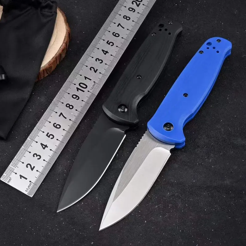 Black/Blue BM 4300 CLA CLA ASISTENTE COSTINO DE CLA 3.4 "Cuchillo táctico liso de lavado de piedra G10 maneja al aire libre