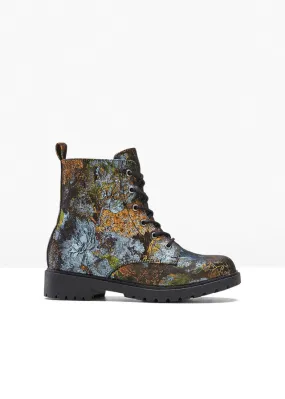 Bota con cordones Verde de flores