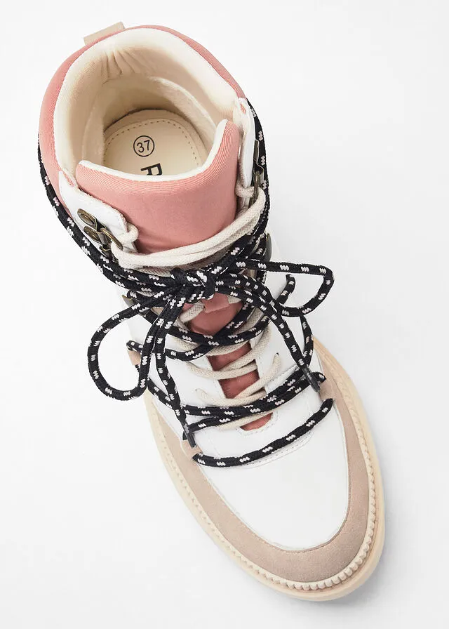 Botas con cordones Beige-blanco-rosado