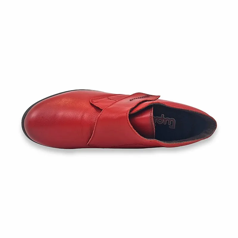 Botines Cómodos Mujer Piel Cuña Velcro Plantilla Extraíble 70244 Rojo, de Tupié