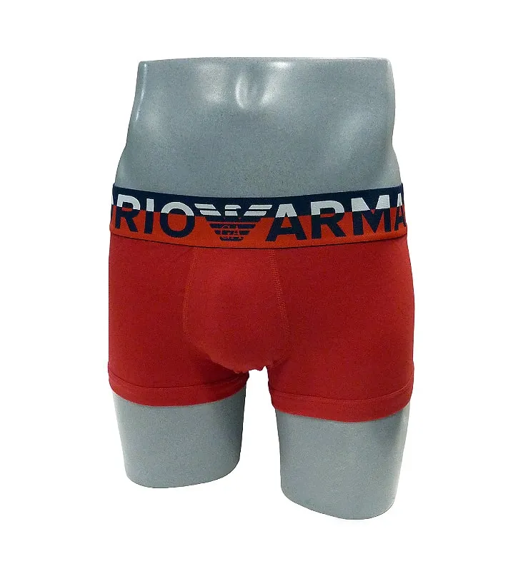 Boxer Emporio Armani de algodón con gran logo de Armani en rojo