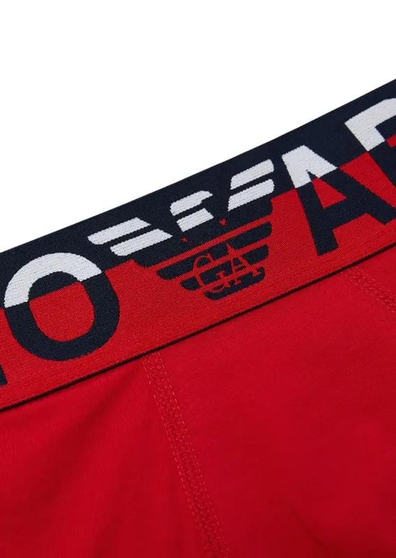 Boxer Emporio Armani de algodón con gran logo de Armani en rojo