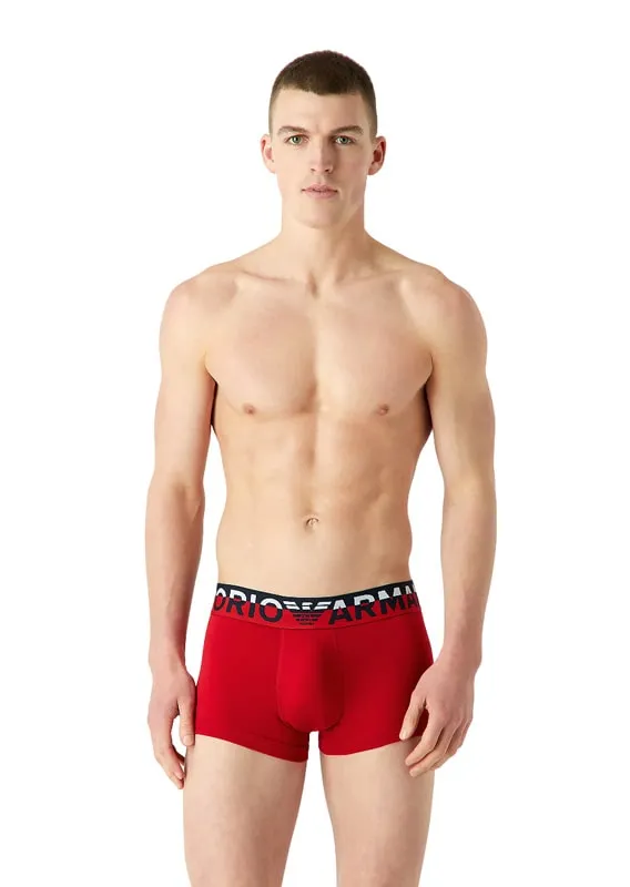 Boxer Emporio Armani de algodón con gran logo de Armani en rojo