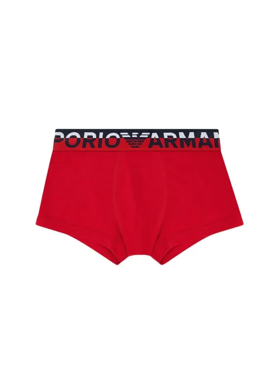 Boxer Emporio Armani de algodón con gran logo de Armani en rojo