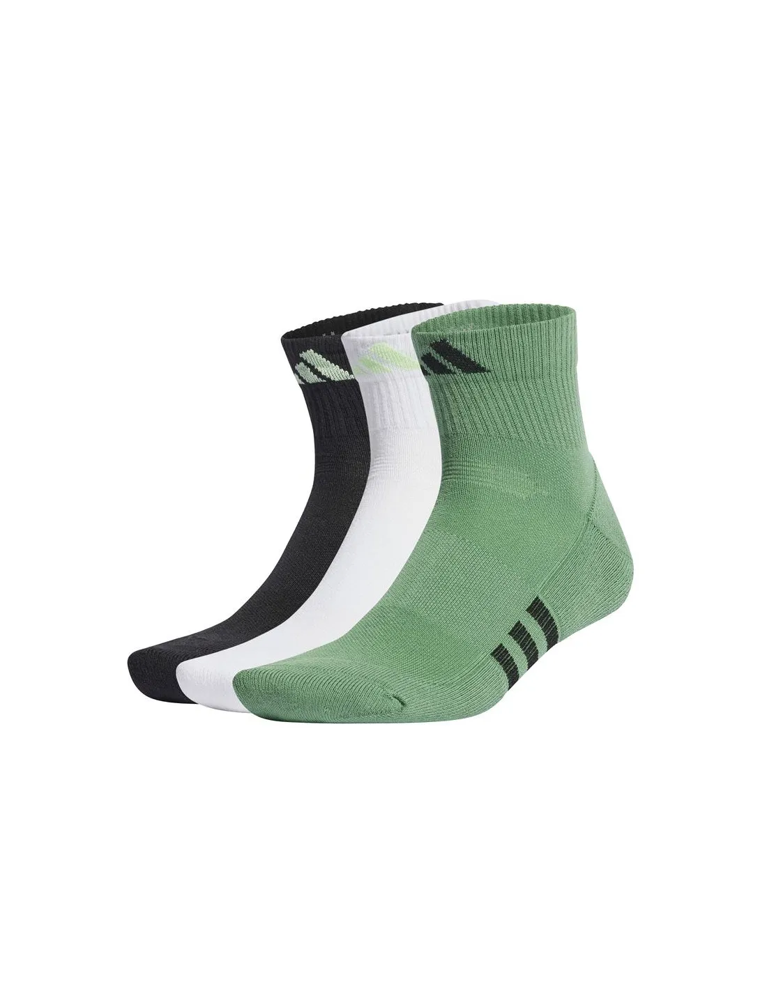 Calcetines adidas Performance Cush Mid 3p Negro/blanco/Verde