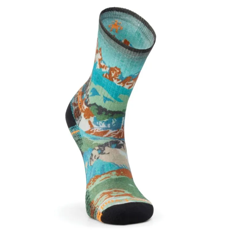 Calcetines de senderismo Smartwool Hike Light Cushion Alpine Trail Print Cr (Winter Moss)