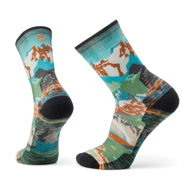 Calcetines de senderismo Smartwool Hike Light Cushion Alpine Trail Print Cr (Winter Moss)