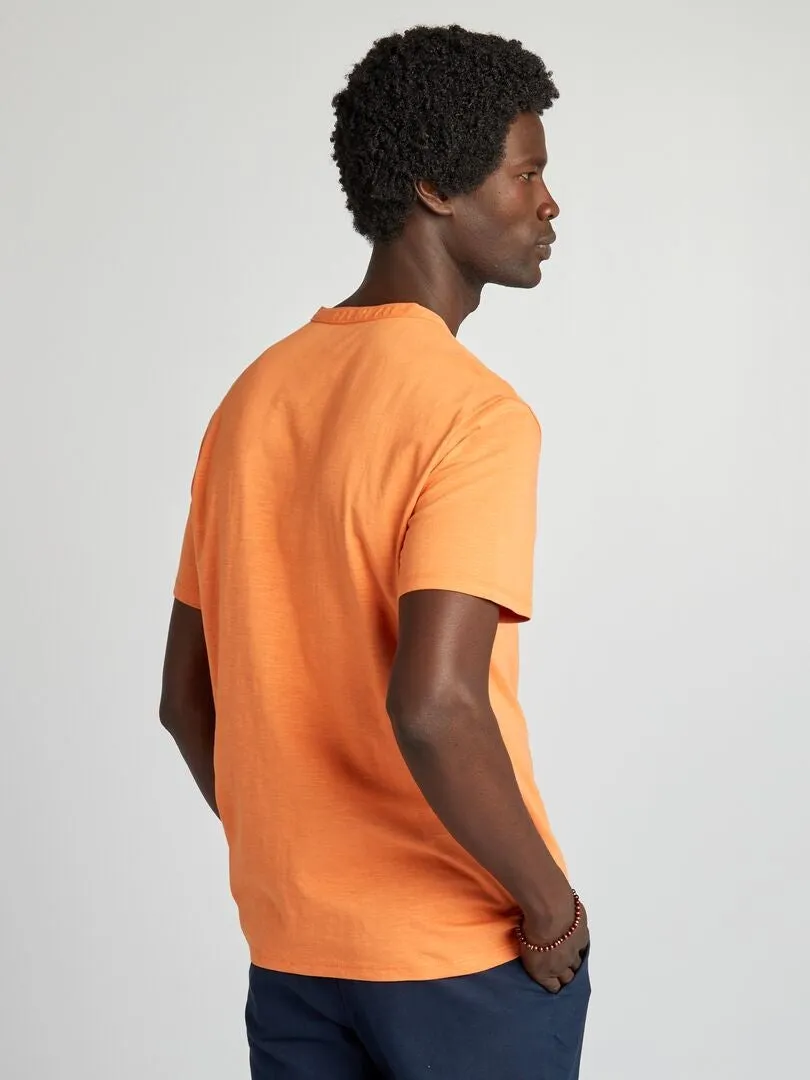 Camiseta lisa con cuello panadero - NARANJA