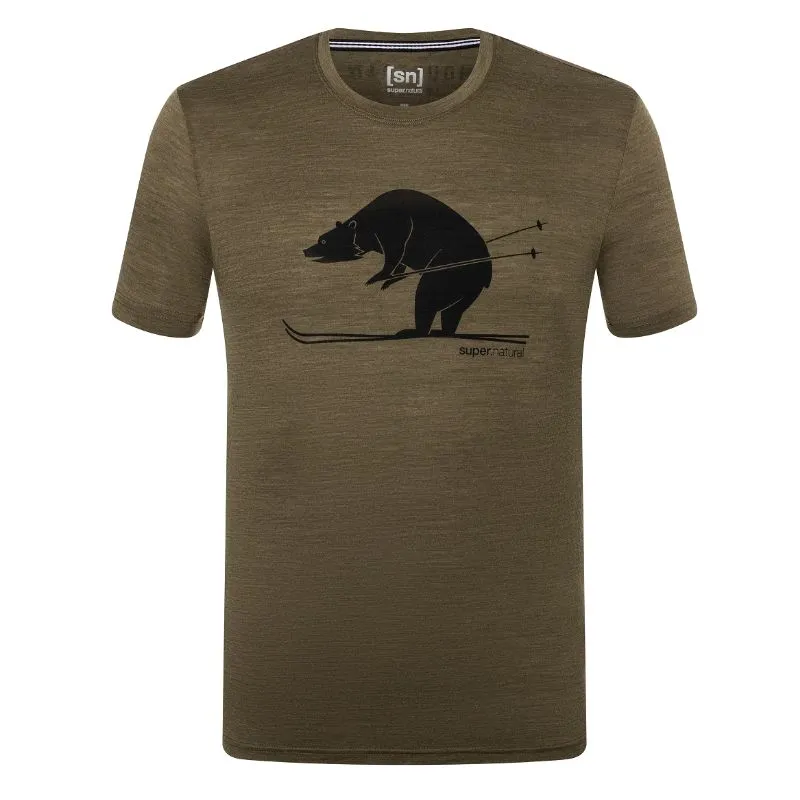 Camiseta SUPER.NATURAL M SKIING BEAR TEE (Olive Night Melange/Jet Black)