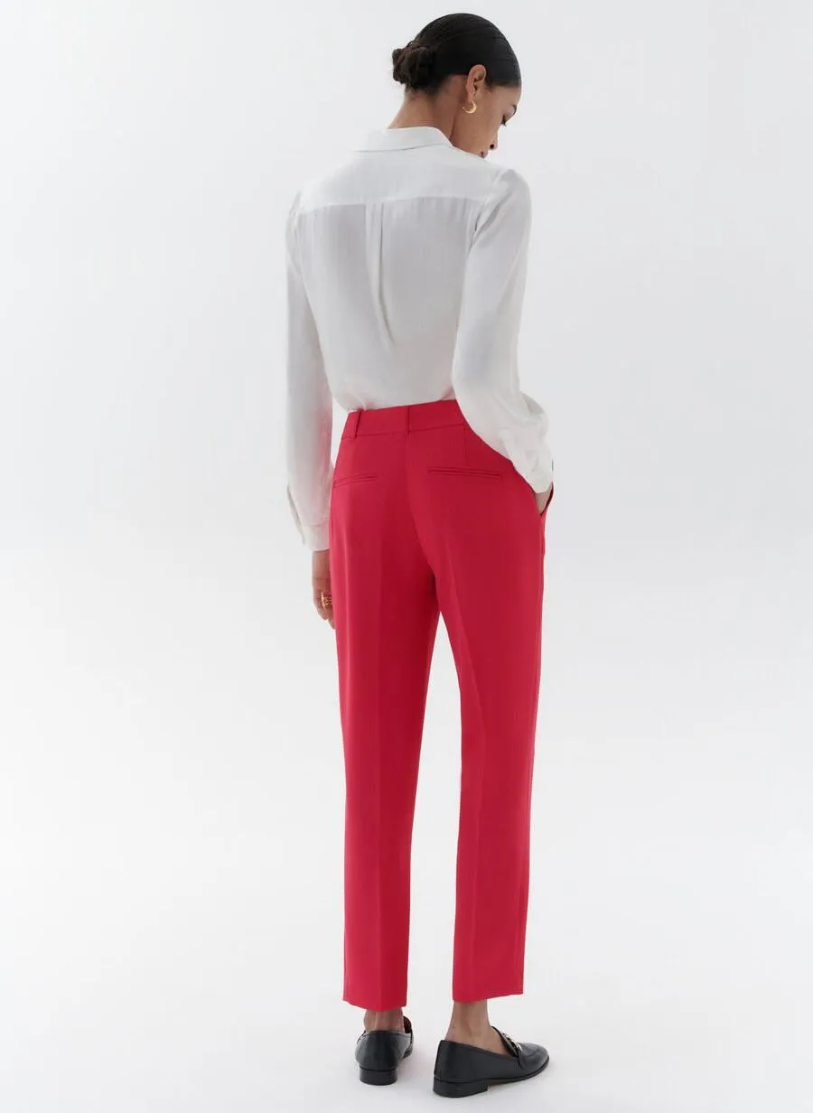 CAROLL PJOPLIN - Pantalón recto con pinzas en rojo