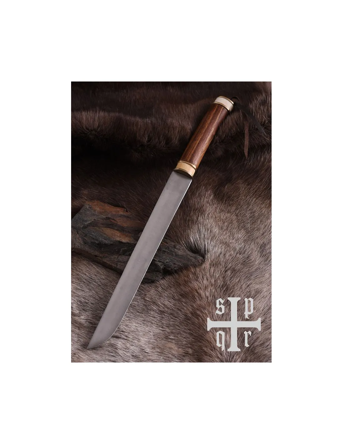 Cuchillo vikingo Seax, puño nuez y hueso