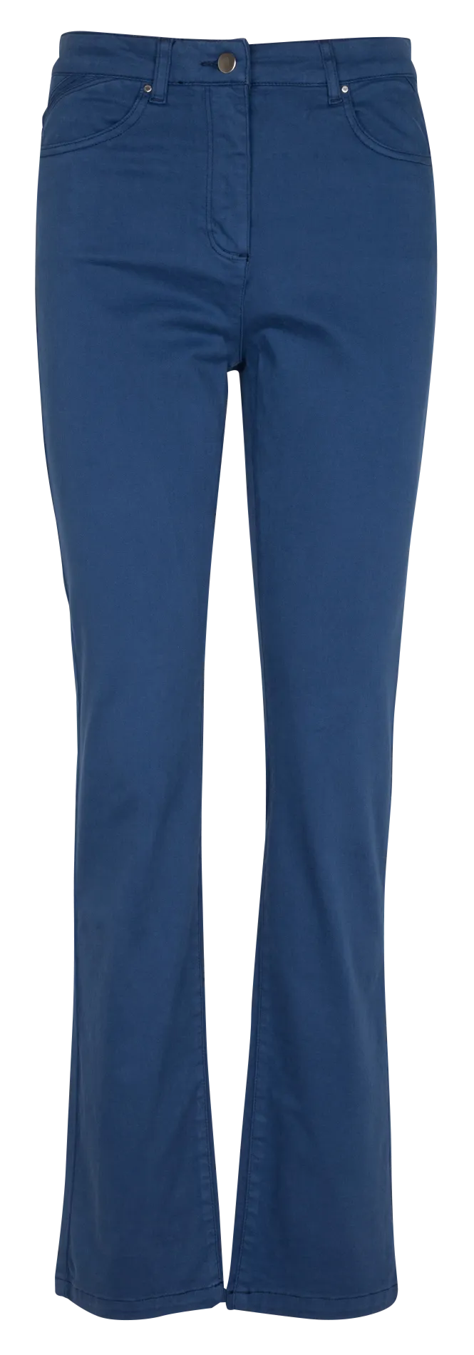 DARLING - Pantalón recto de mezcla de algodón de talle alto en azul