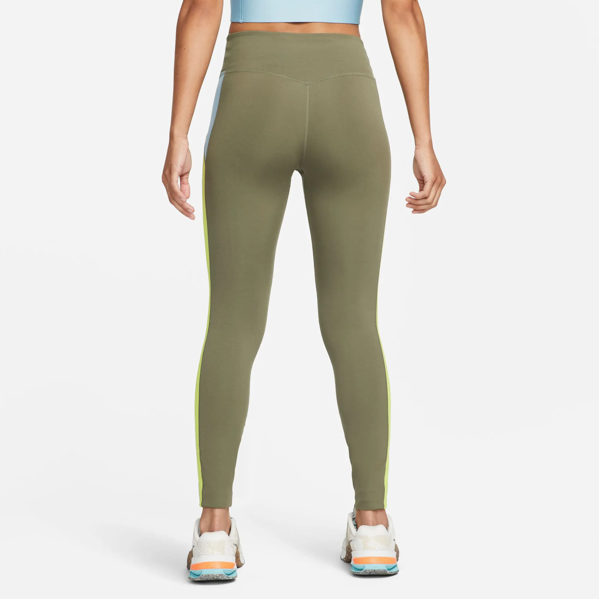 Dri-Fit One Color-Blocked Mid-Rise Malla Mujeres