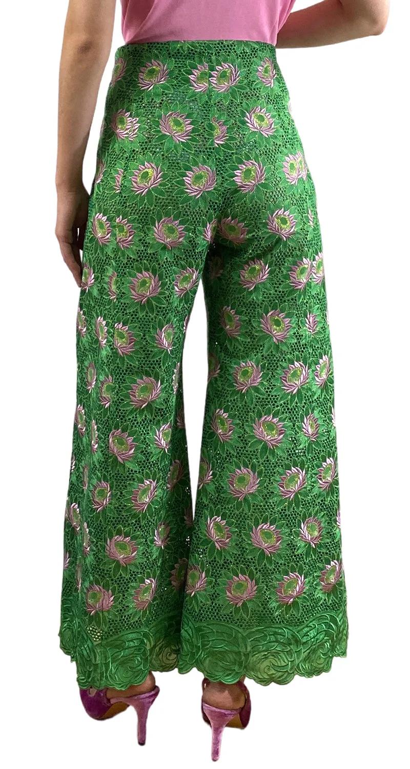 JAZMIN CHEBAR Pantalón Flores Bordadas