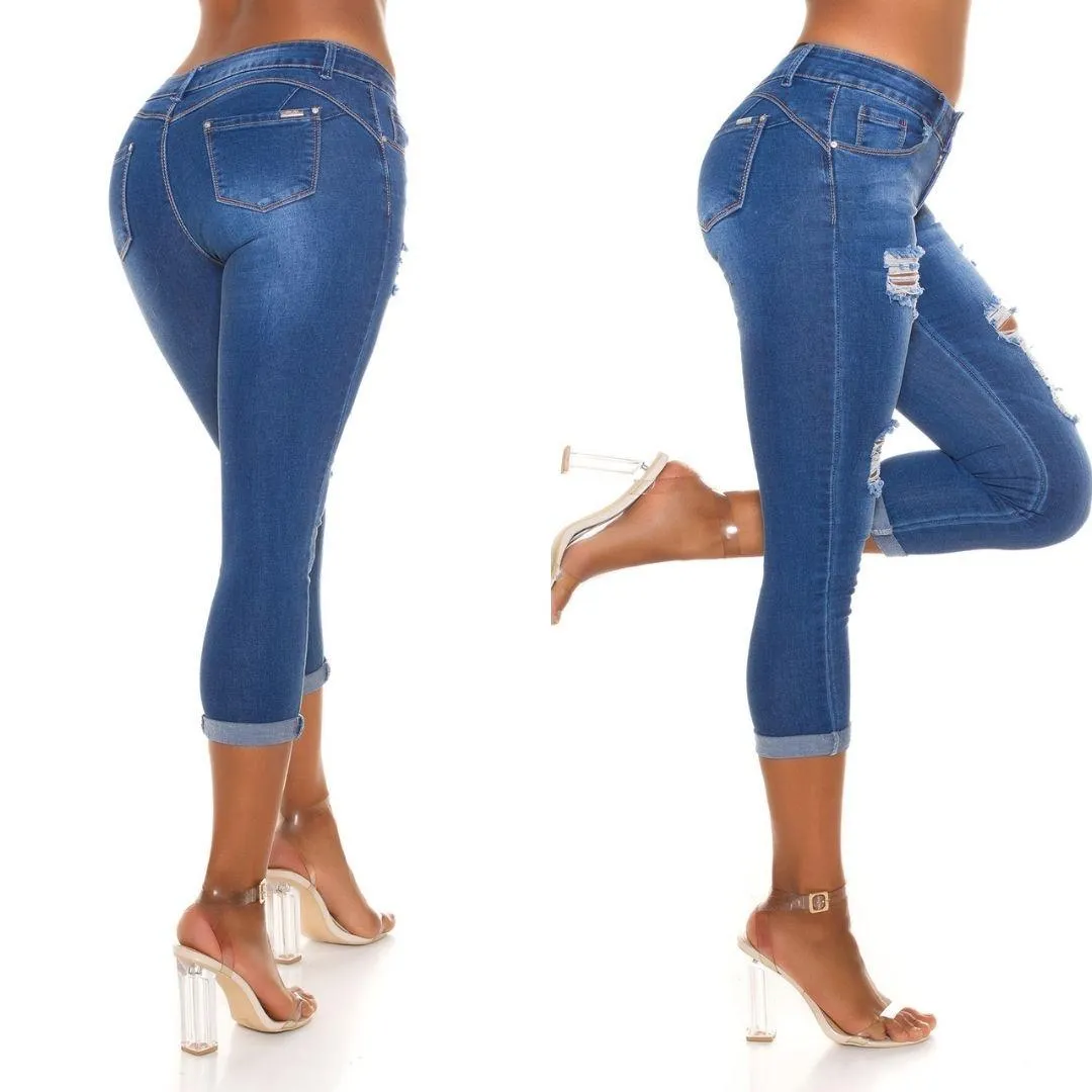 Jeans ajustado rotos moda mujer