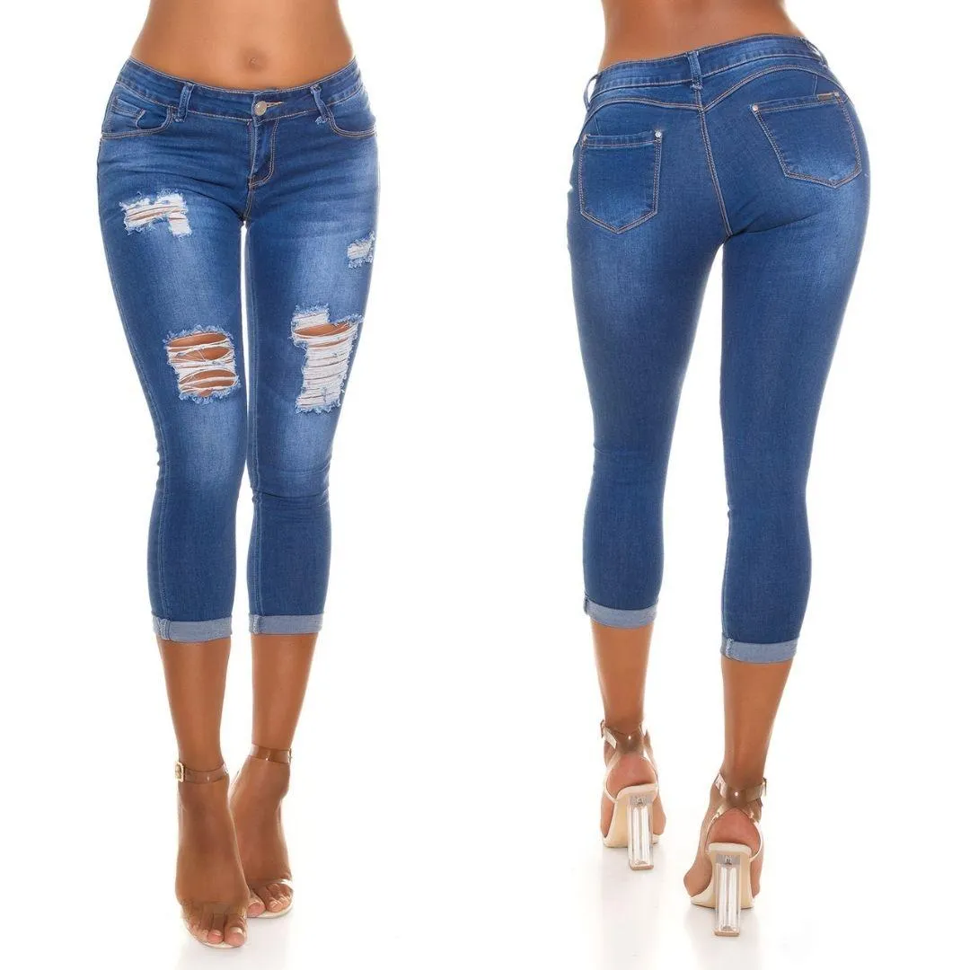 Jeans ajustado rotos moda mujer