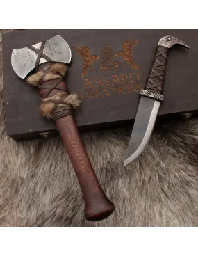 Juego de Hacha y Cuchillo Vikingo con caja, Asgard Creation