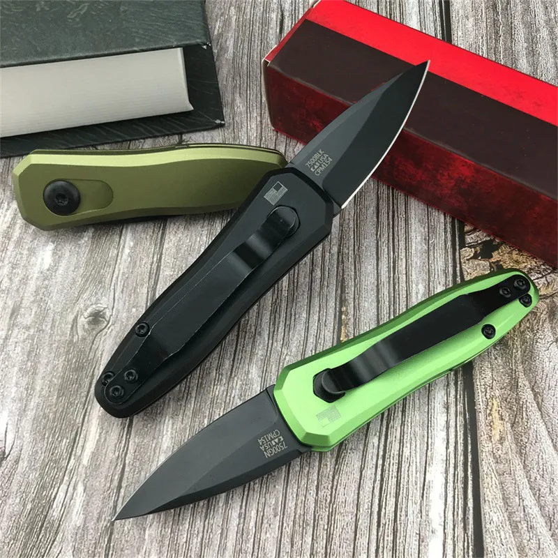 KS 7500BLK Lanzamiento 4 Mini cuchillo plegable con asistencia 8CR18MOV DLC NEGRO MANEJES DE ALUMINUM ALUMINUM CARRA CARRA EN EL