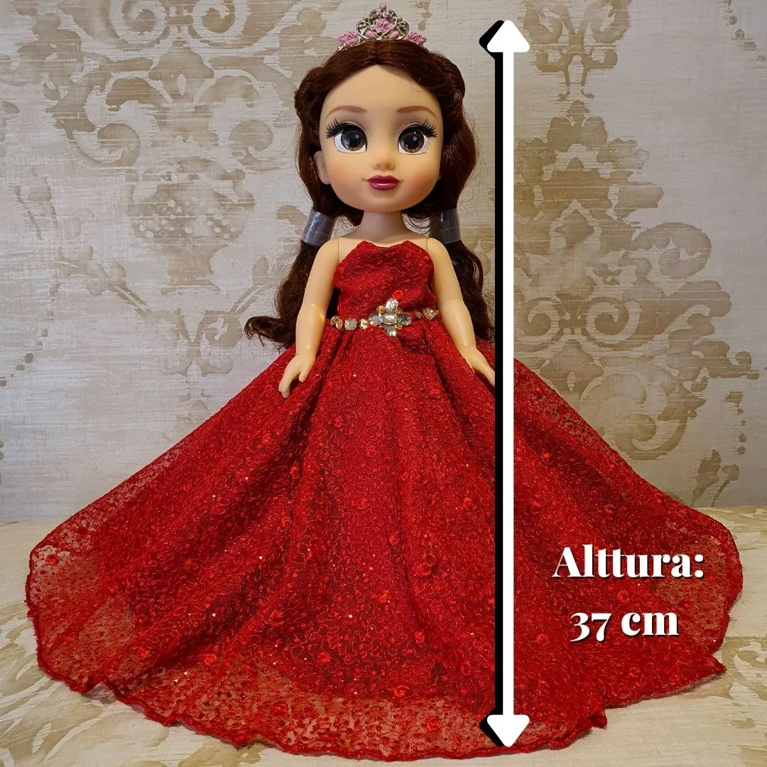 Muñeca de 15 Años Rojo Strapless  Brillos