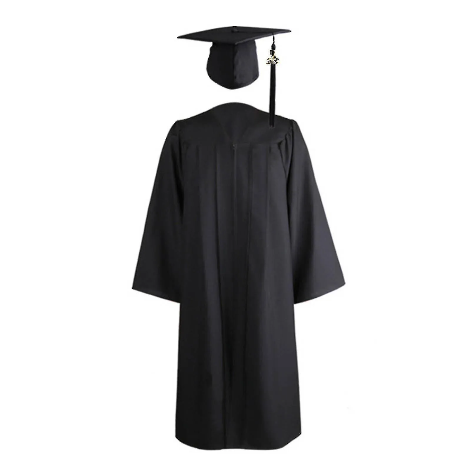 Naievear 1 Set Graduation Gown Hat Tassel Zipper V Neck Loose Solid Color 2023 High School Bachelor Academic Dress Student Suppl