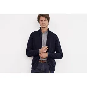 Navy full-zip wool cardigan - KANTY