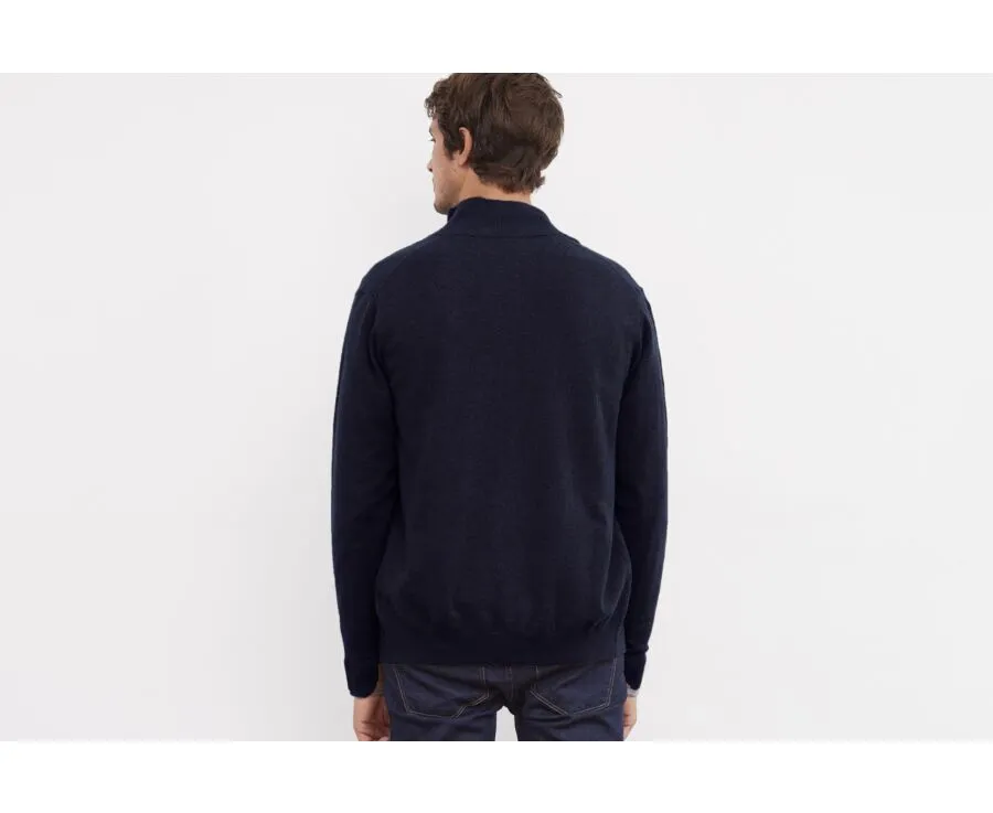 Navy full-zip wool cardigan - KANTY