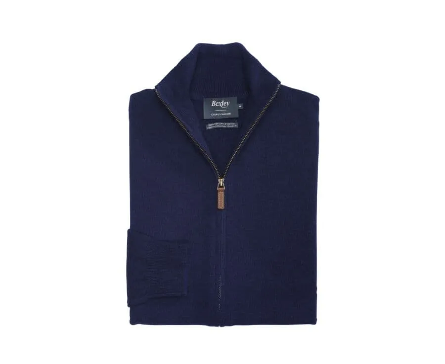 Navy full-zip wool cardigan - KANTY