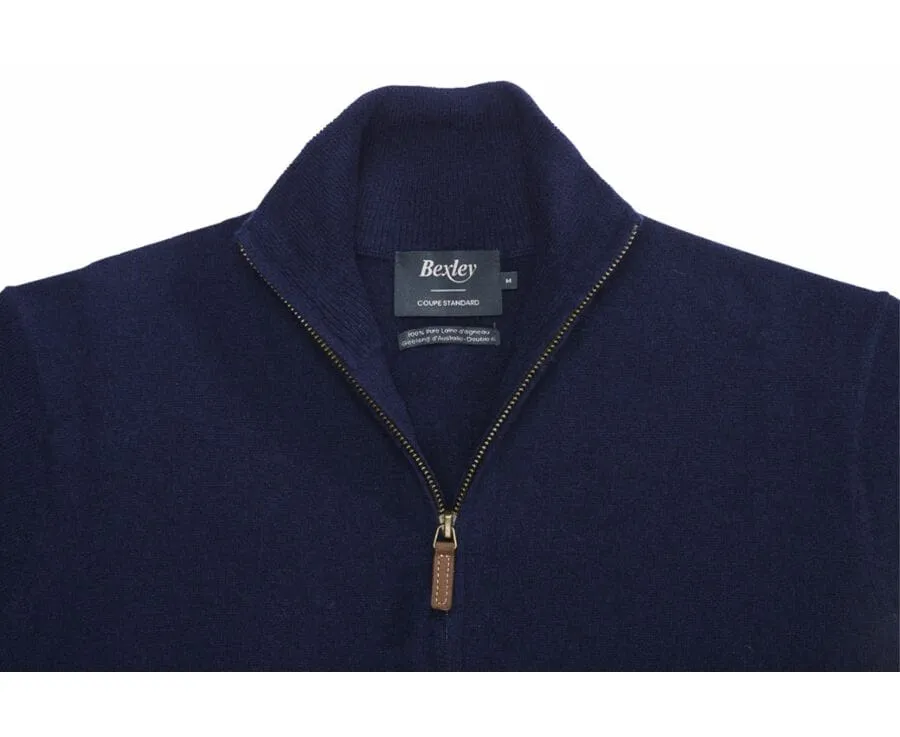 Navy full-zip wool cardigan - KANTY