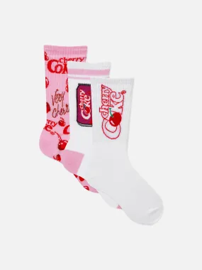 Pack de 3 pares de calcetines altos Cherry Coke