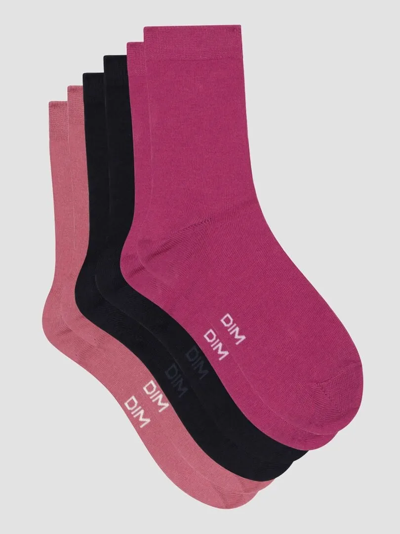 Pack de 3 pares de calcetines 'DIM' - Rosa/marino