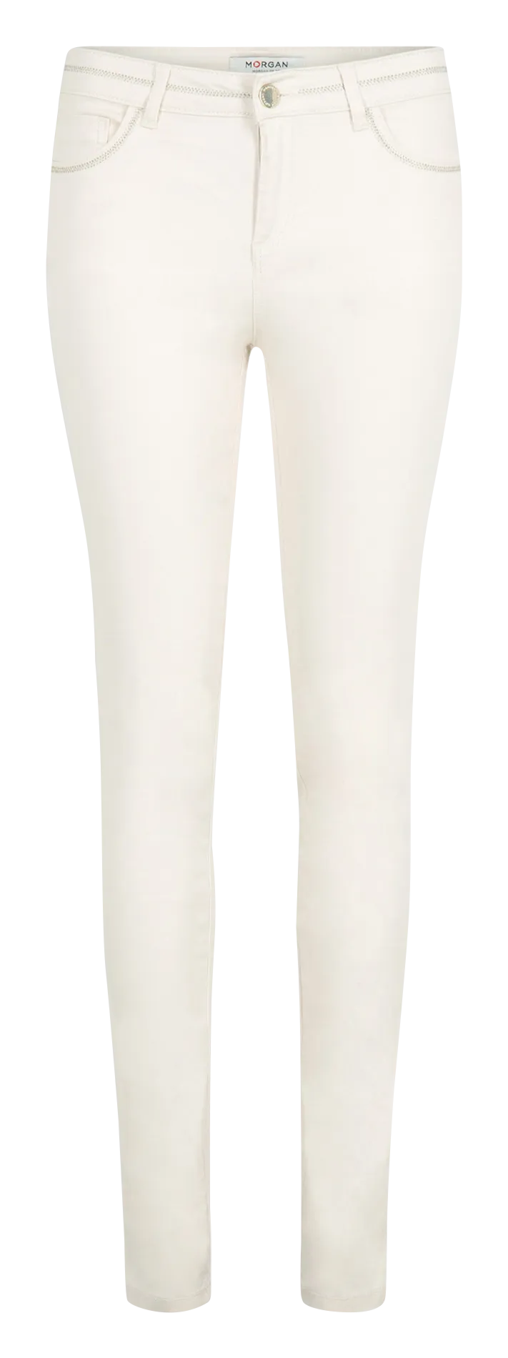 PALY - Pantalón slim de mezcla de algodón en beige