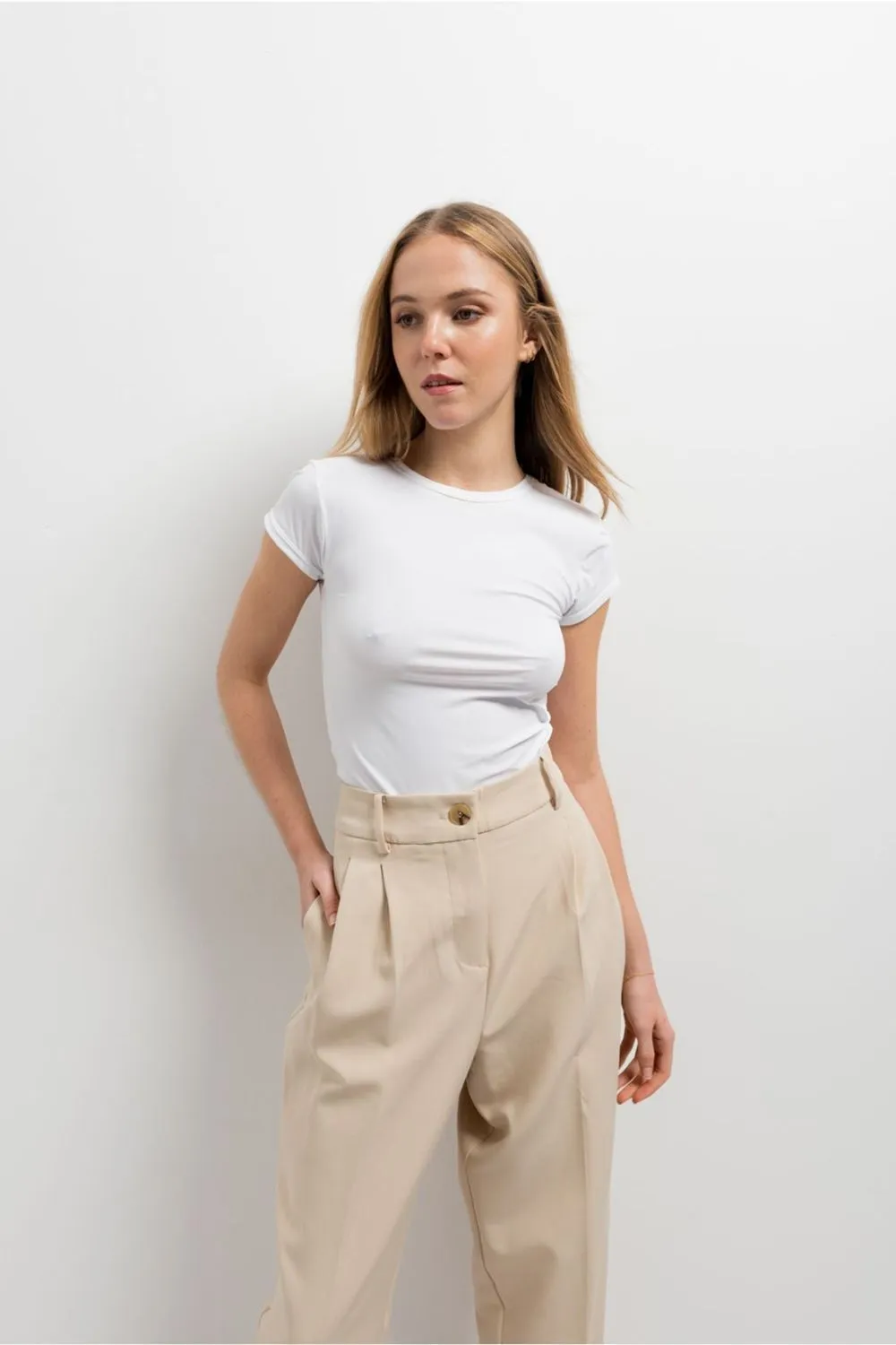 Pantalón low waist, pantalones de vestir para verano elegantes de mujer con corte que sienta bien y