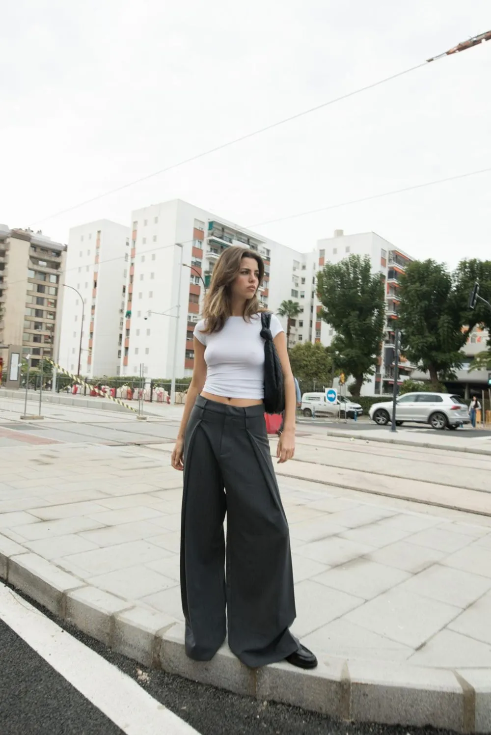 Pantalón pinzas de pata ancha elegantes para mujer de Emarola & Co