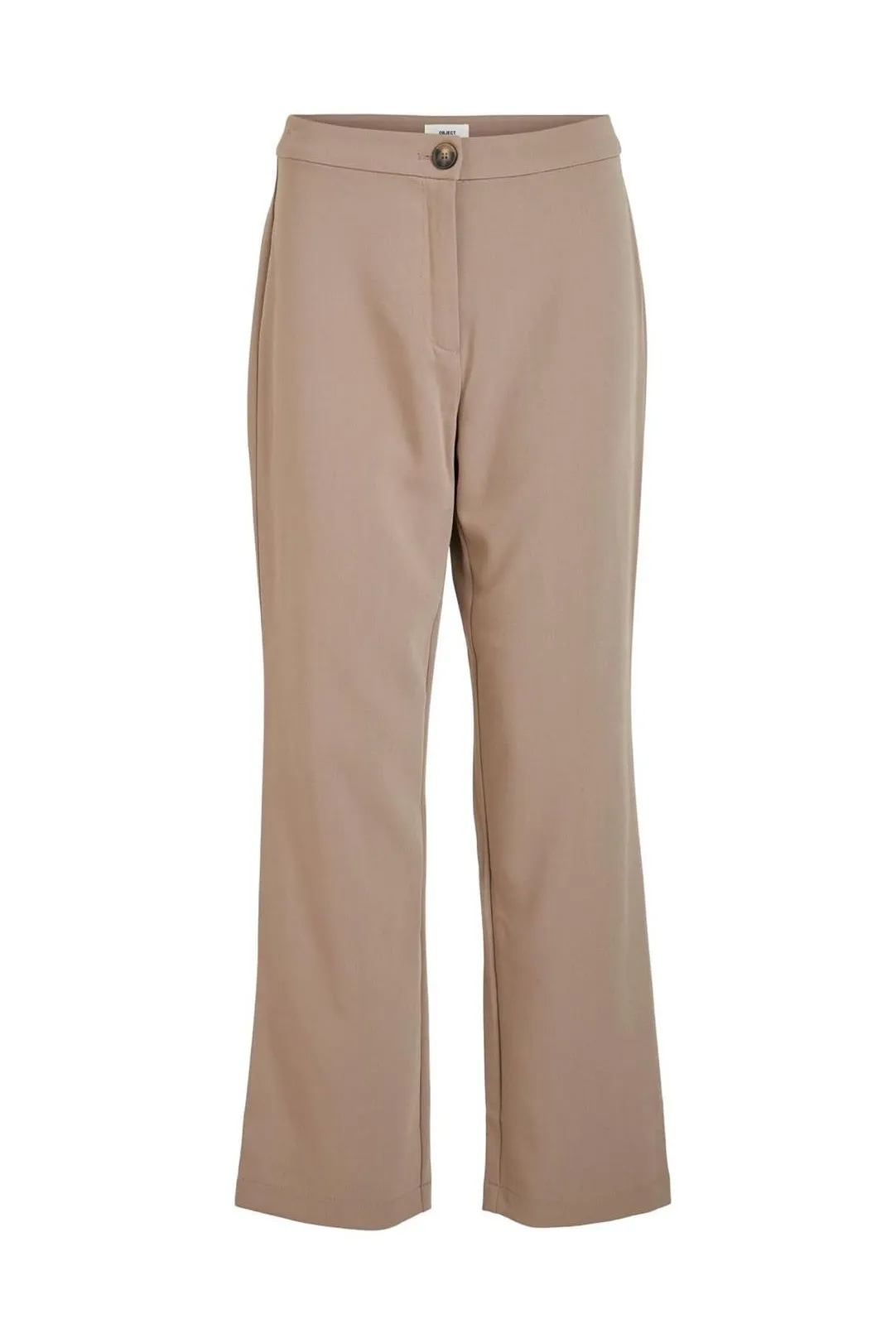 Pantalón recto tela Objsigrid taupe