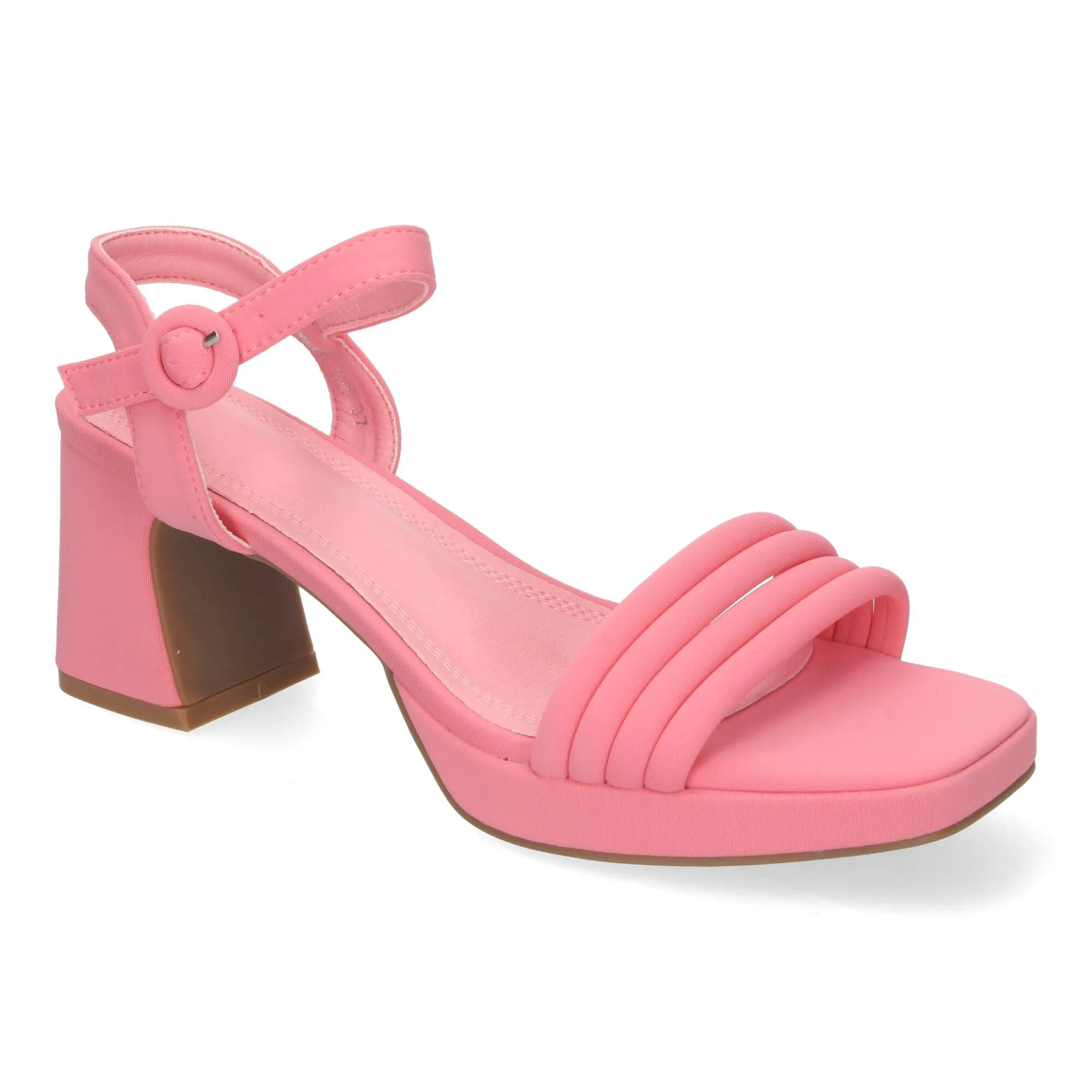 Sandalias de vestir tacón medio cómodo de mujer color rosa W18-128