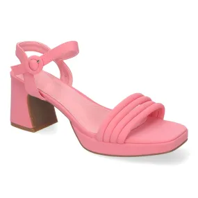 Sandalias de vestir tacón medio cómodo de mujer color rosa W18-128