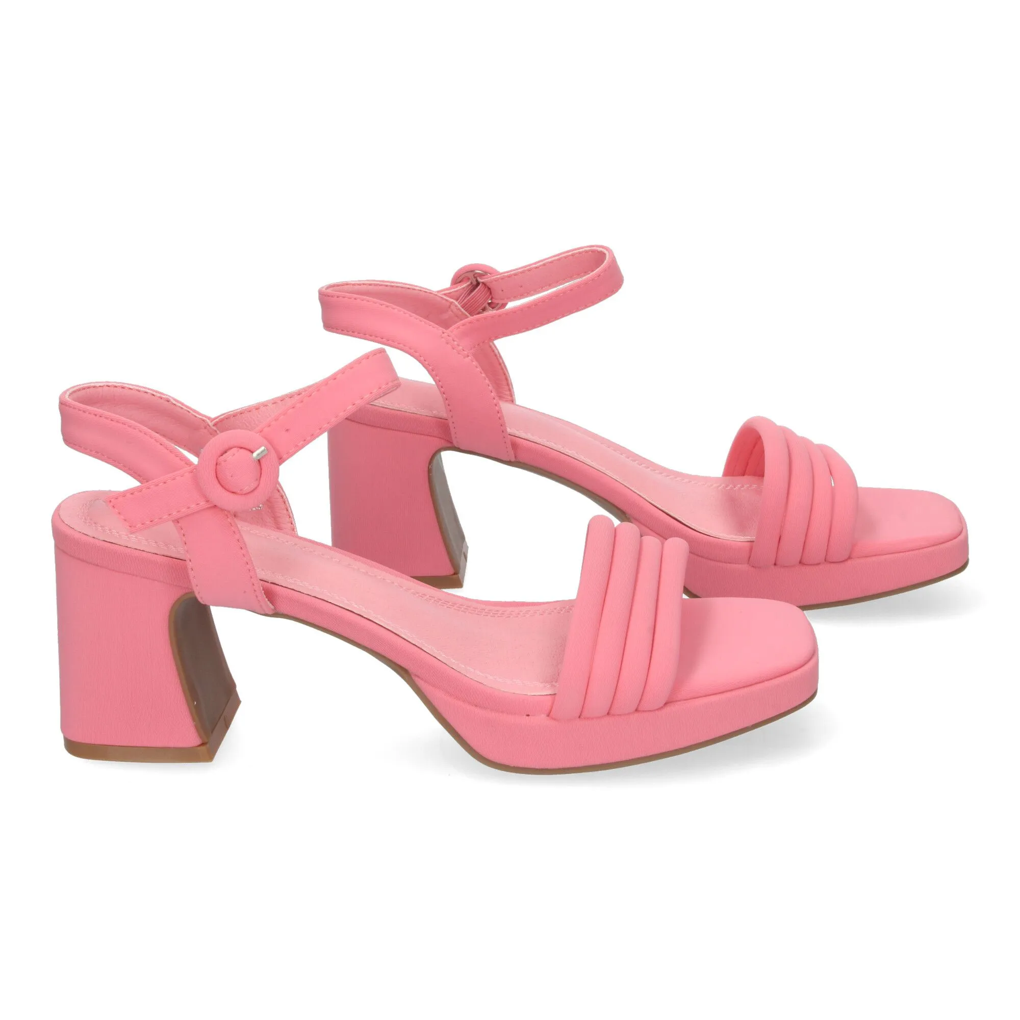 Sandalias de vestir tacón medio cómodo de mujer color rosa W18-128