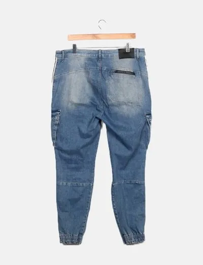 Siksilk Jeans denim cargo azul