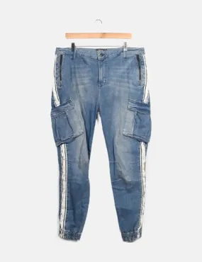 Siksilk Jeans denim cargo azul