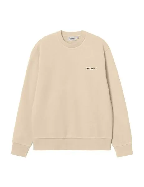 Sudadera carhartt wip script embroidery beige de hombre