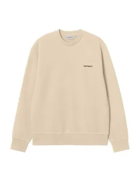 Sudadera carhartt wip script embroidery beige de hombre