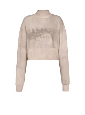 Sudadera corta de algodón ecológico con el logotipo de Balmain estampado