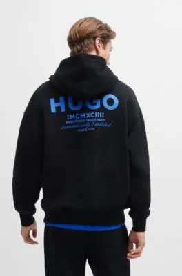 Sudadera holgada con capucha en felpa de algodón con detalles de logo